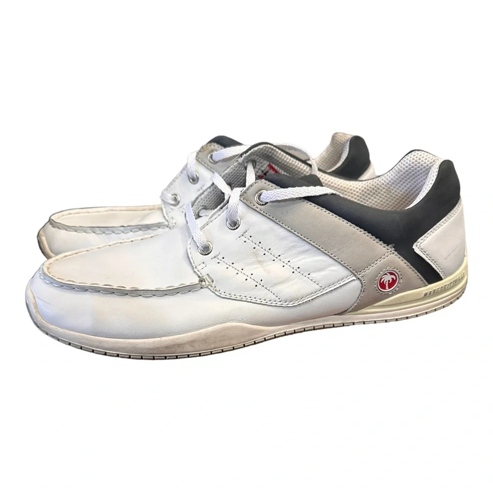 Vintage Margaritaville White Leather Boat Shoes, Size 13
